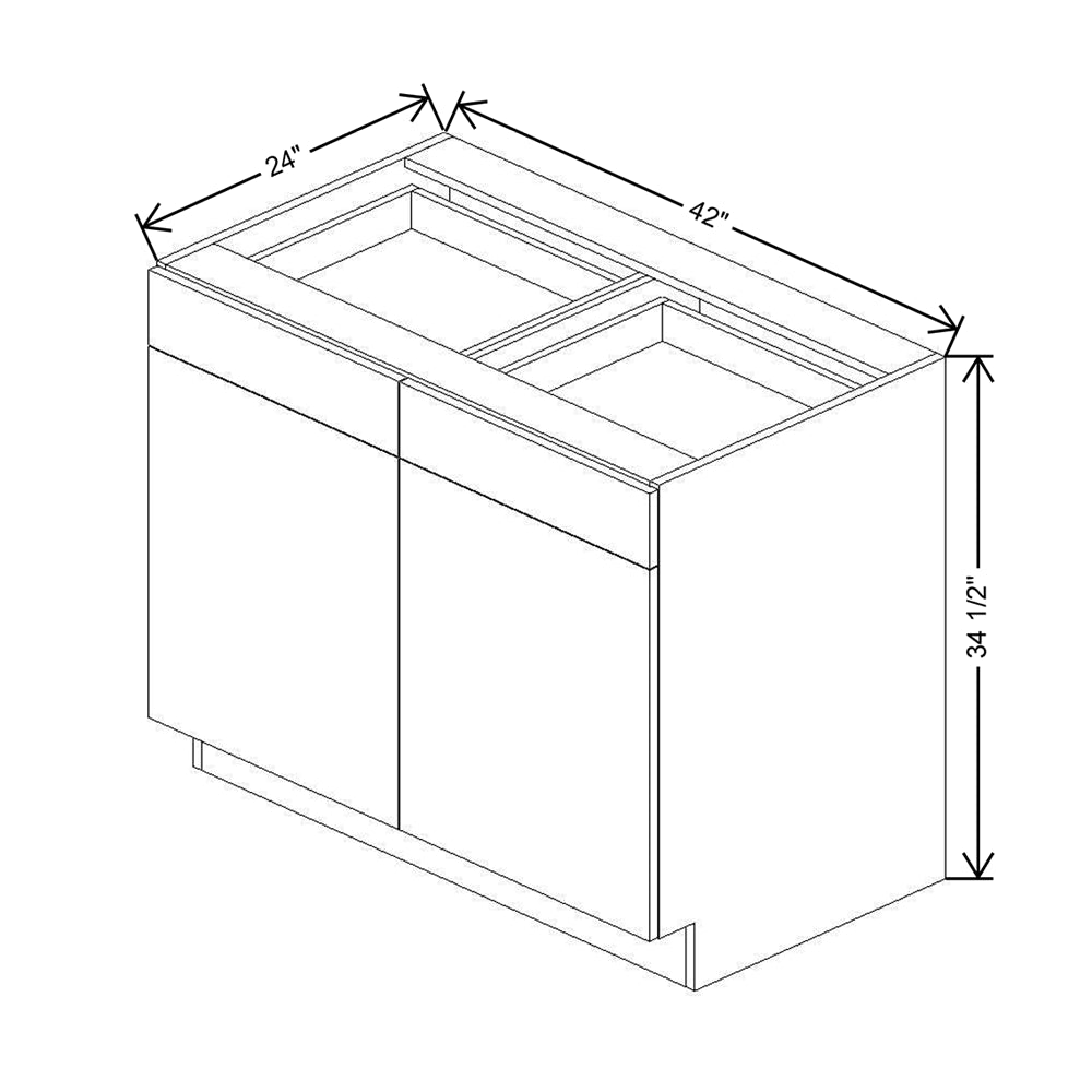 CNC Concord Elegant Ocean 42" W 2 Drawer Double Door Base Cabinet