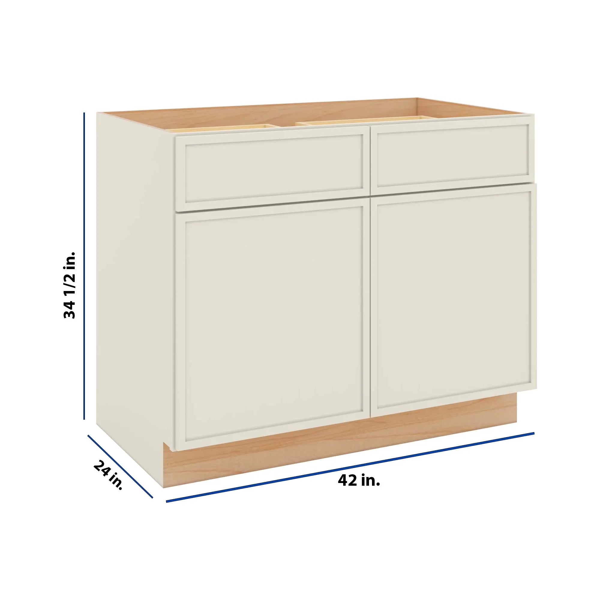 Modernform Cabinet Slim Dove White 42" W X 34 1/2" H X 24" D Double Door Base Cabinet
