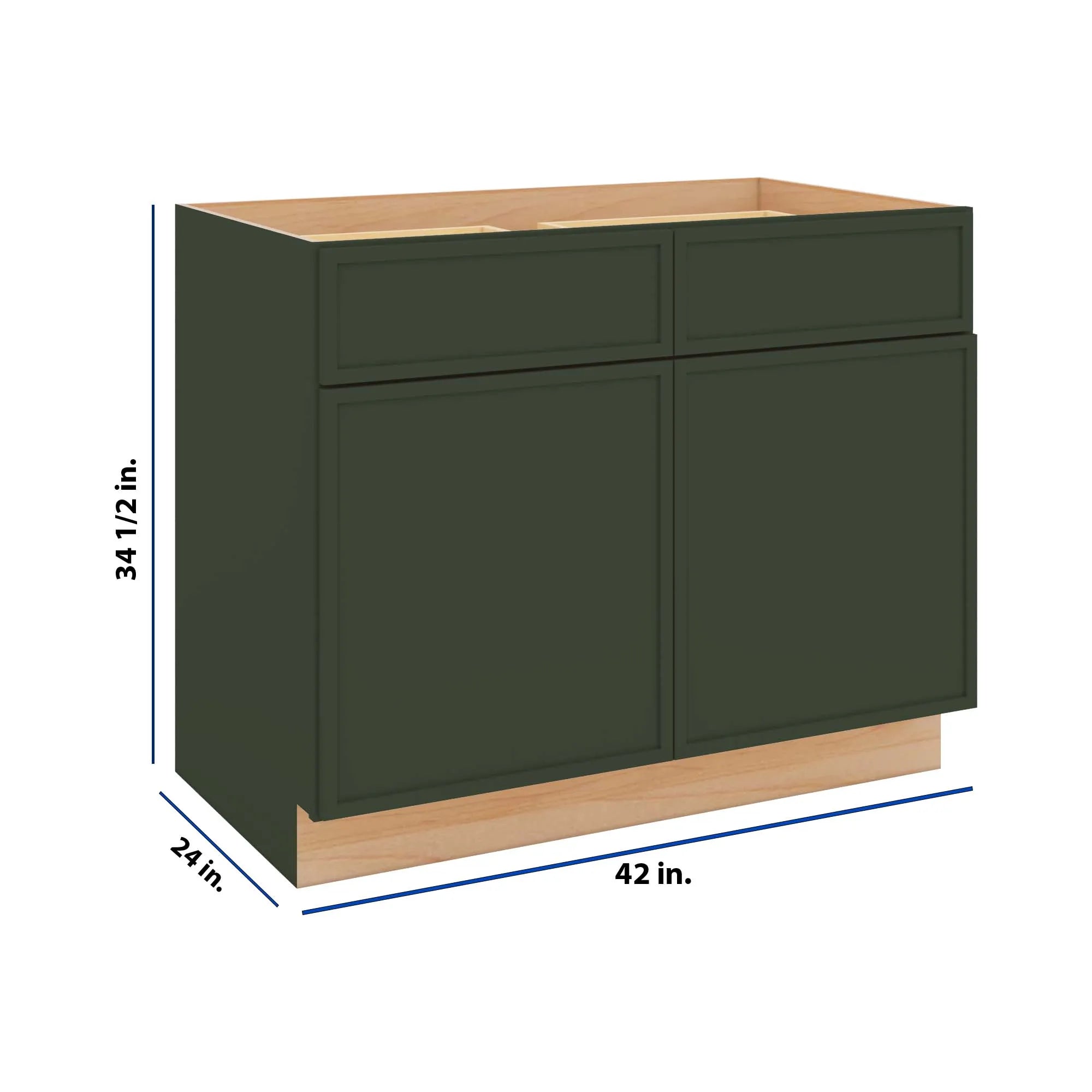 Modernform Cabinet Slim Sage Green 42" W X 34 1/2" H X 24" D Double Door Base Cabinet