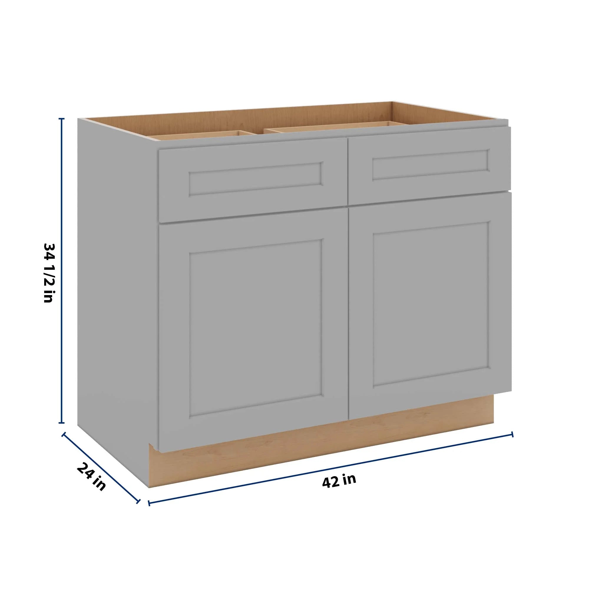 J&K Castle Grey S5 Double Door Standard Base Cab - 42" W