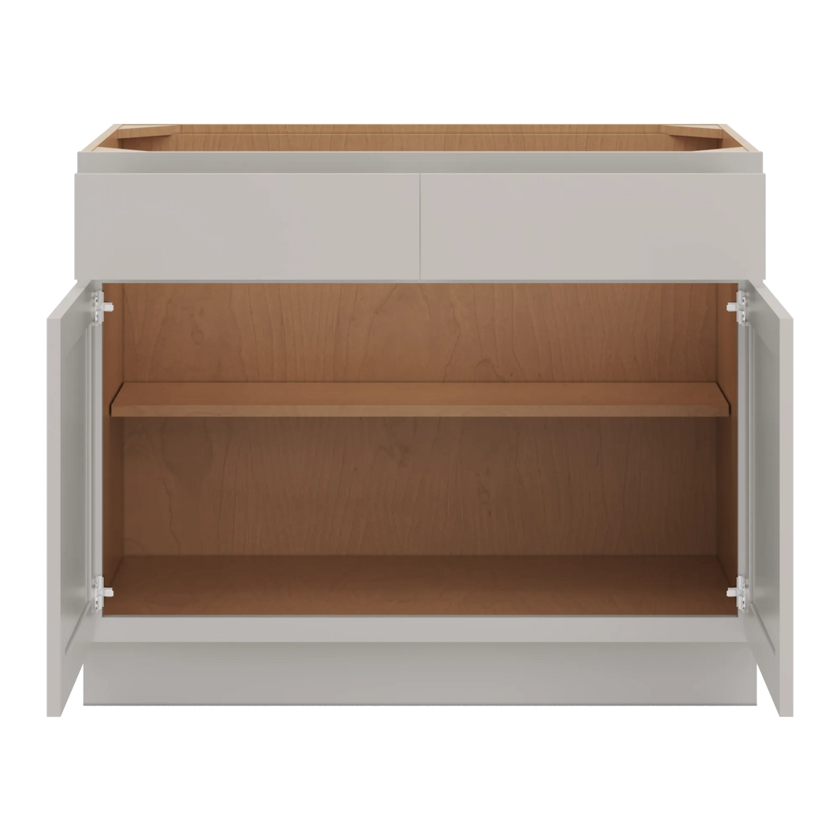 cnc luxor misty grey 42 w 2 drawer double door base cabinet
