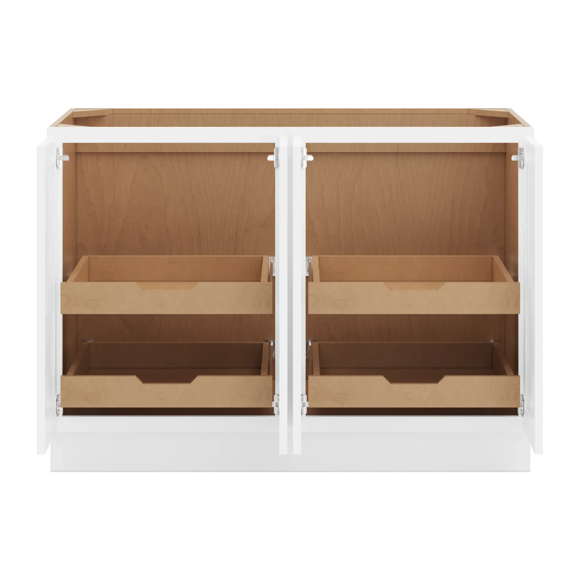 cnc luxor 5 piece white 48 w full height four door base cabinet w 2 pullout shelf