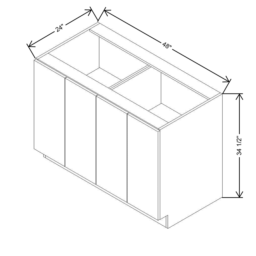 CNC Concord Elegant Smoky Grey 48" W Full Height Four Door Base Cabinet