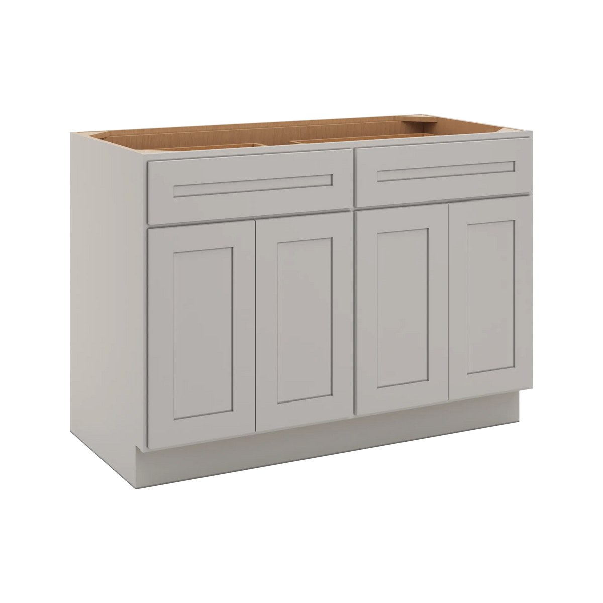 CNC Luxor 5-Piece Misty Grey 48" W 2 Drawer Four Door Base Cabinet W/ 4 Pullout Shelf