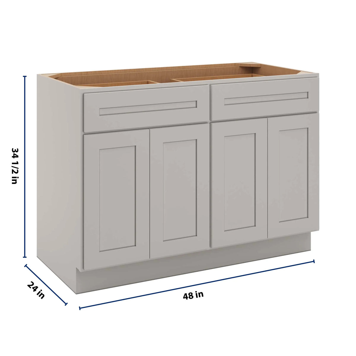 CNC Luxor 5-Piece Misty Grey 48" W 2 Drawer Four Door Base Cabinet