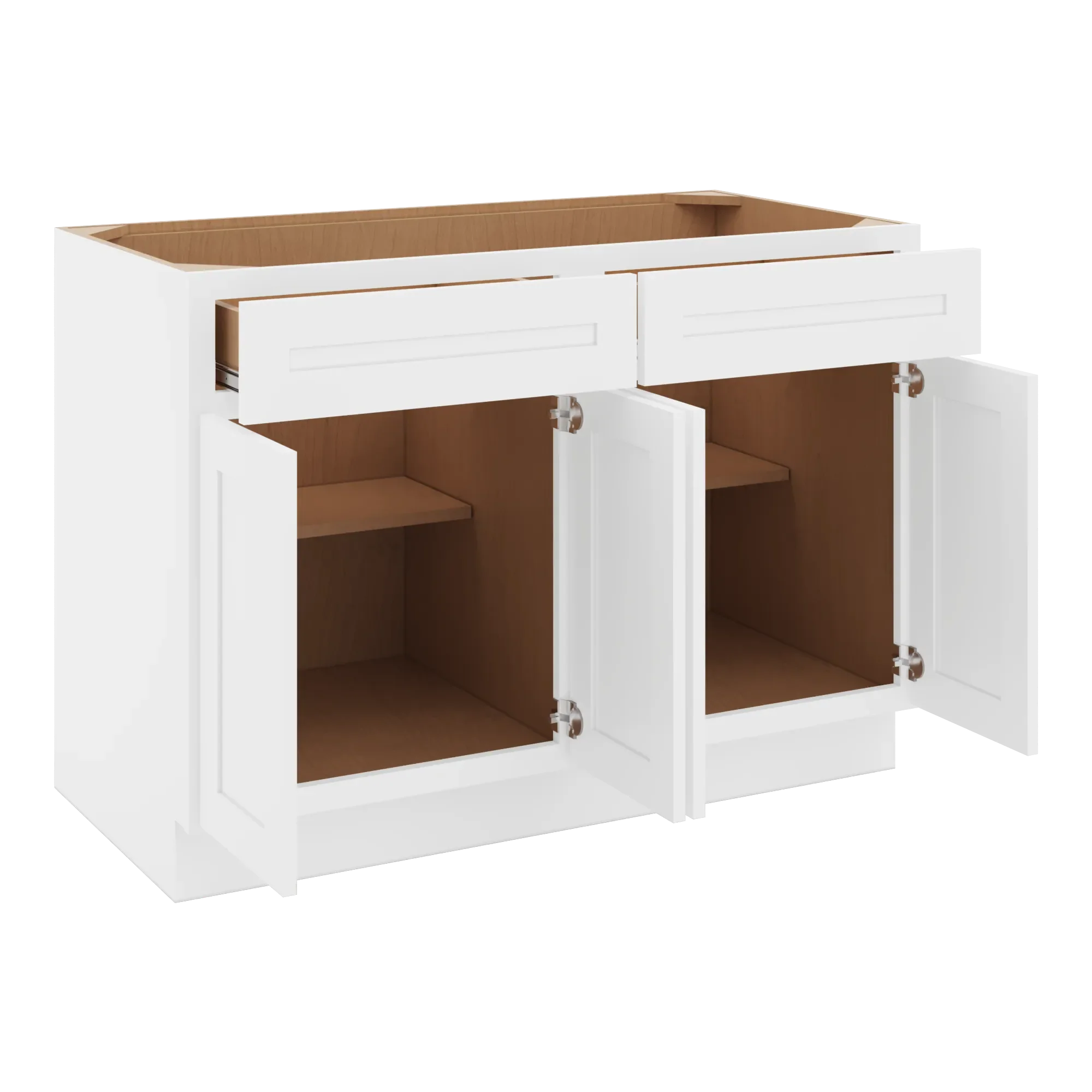 cnc luxor 5 piece white 48 w 2 drawer four door base cabinet