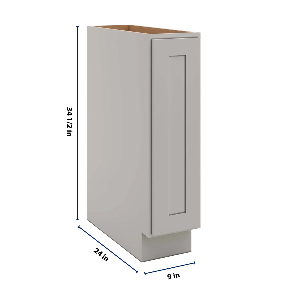CNC Luxor 5-Piece Misty Grey 09" W Full Height Single Door Base Cabinet