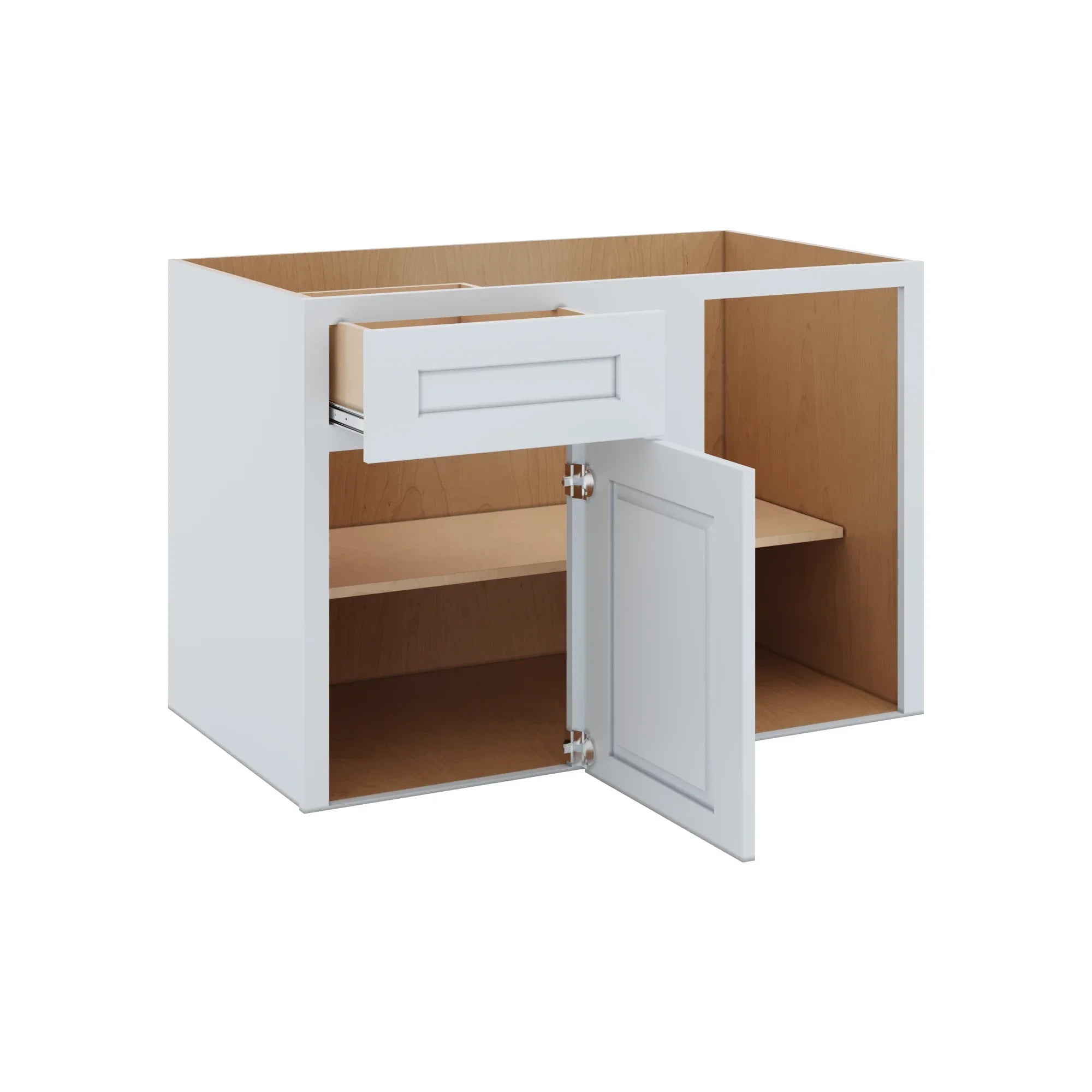 J&K White Shaker S8 Base Blind Corner 42" W