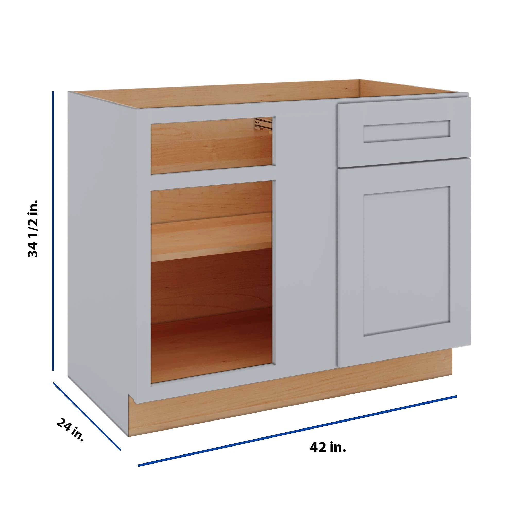 Modernform Cabinet Grey Shaker 42" W X 34 1/2" H X 24" D Blind Base Cabinet
