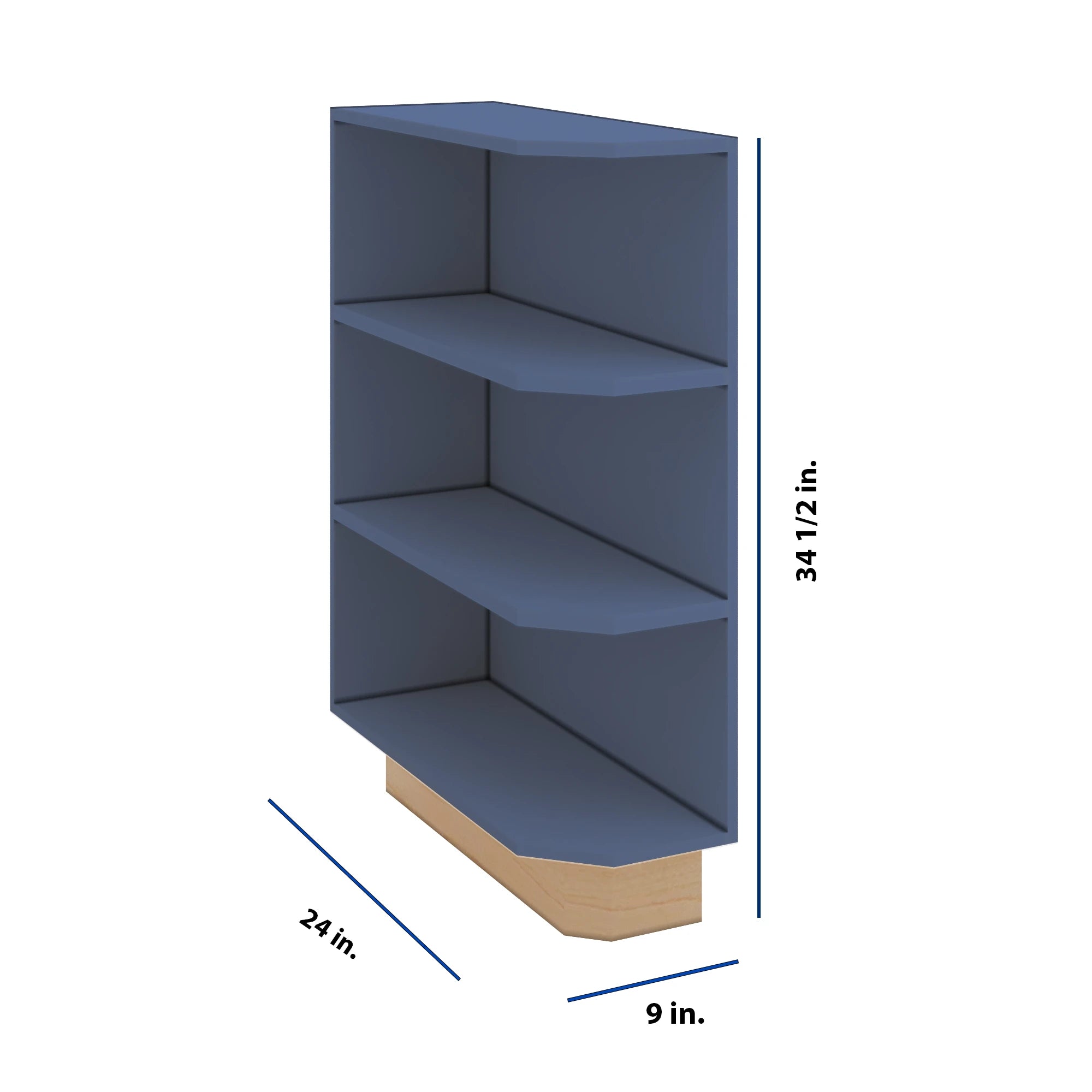 Modernform Cabinet Signature Blue 09" W X 34 1/2" H X 24" D Base End Open Shelf