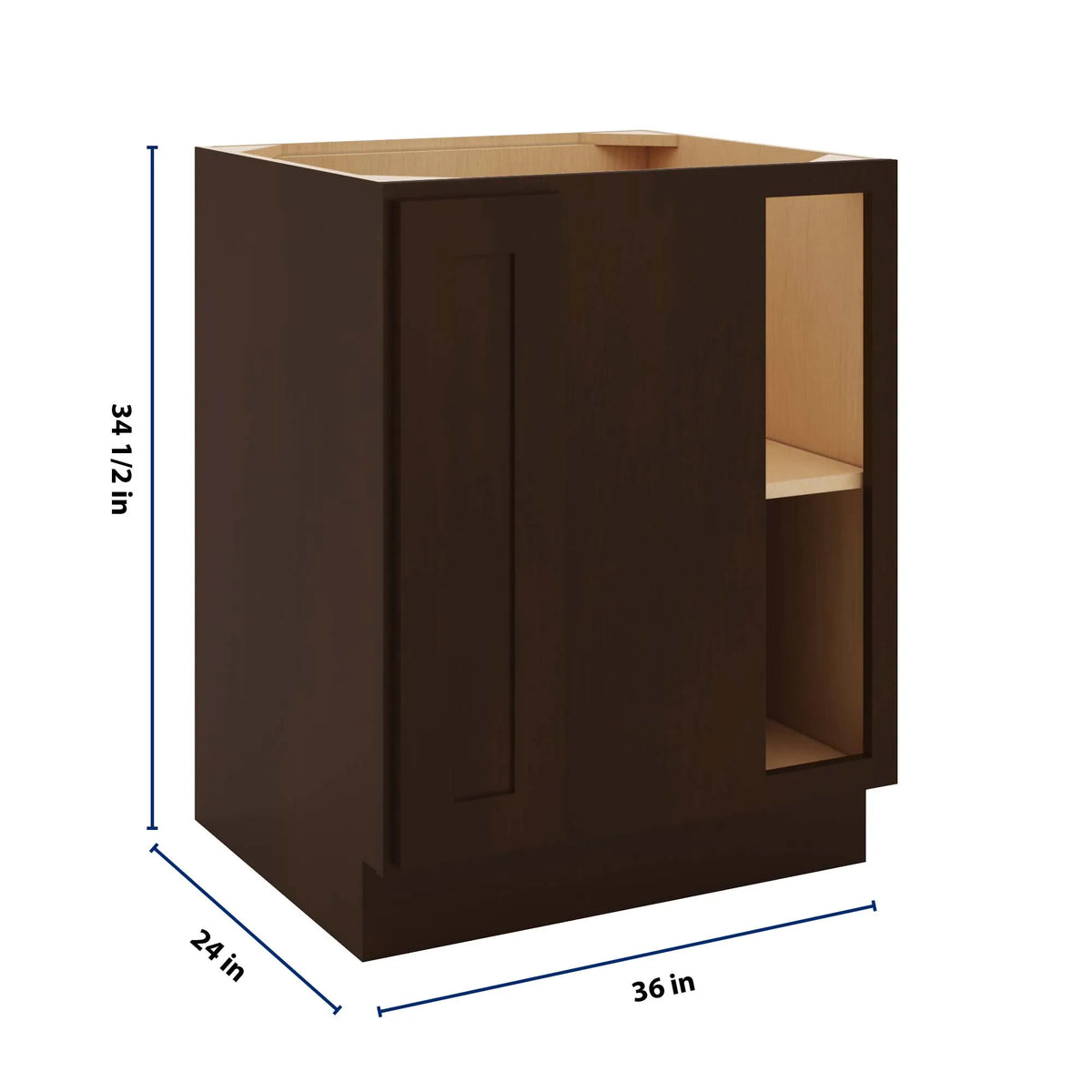 CNC Luxor 5-Piece Espresso 36 To 39" W X 34 1/2" H Full Height Blind Base Cabinet