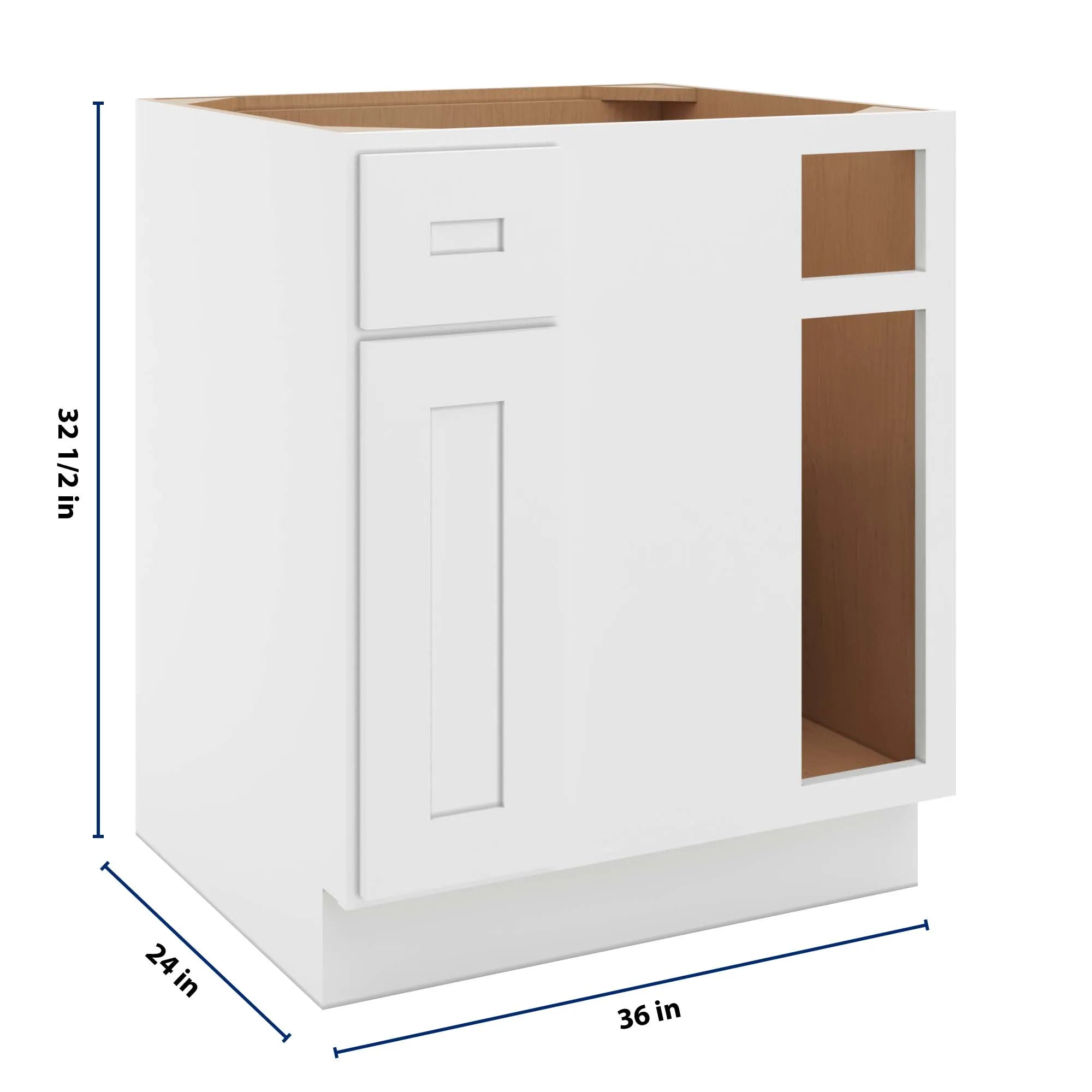 cnc luxor 5 piece white 36 to 39 w x 32 1 2 h blind base cabinet