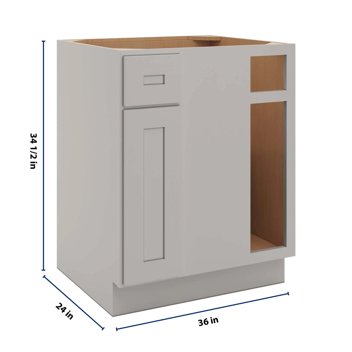CNC Luxor 5-Piece Misty Grey 36 To 39" W X 34 1/2" H Blind Base Cabinet