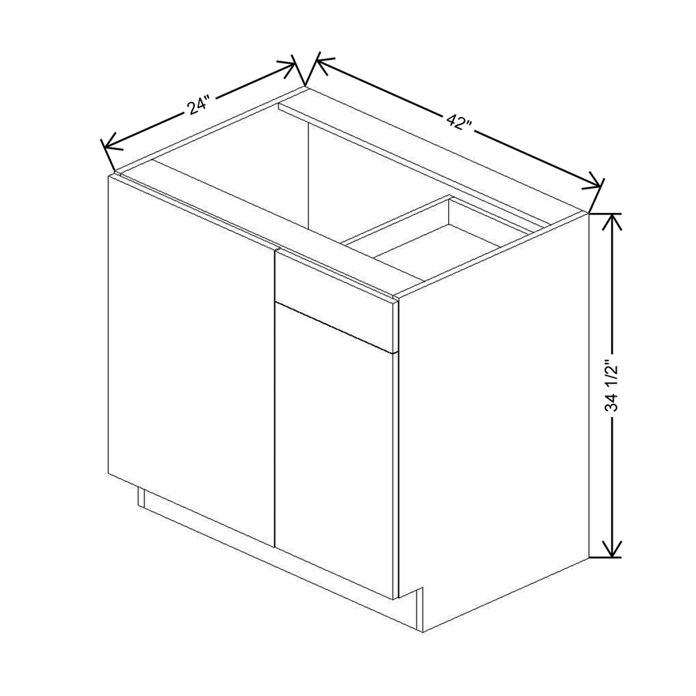 CNC Country Oak Honey 42 To 45" W X 34 1/2" H Blind Base Cabinet