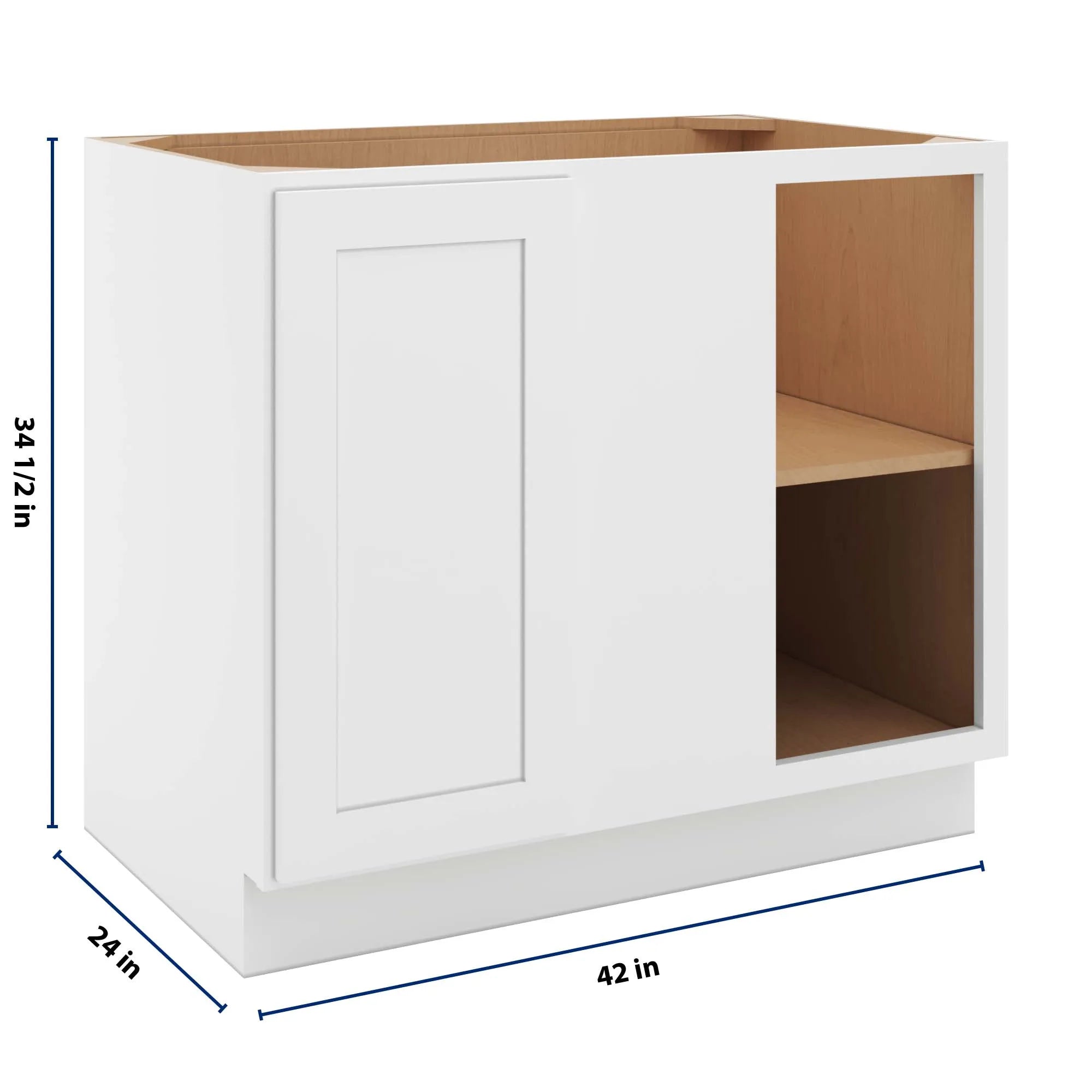 cnc luxor 5 piece white 42 to 45 w x 34 1 2 h full height blind base cabinet