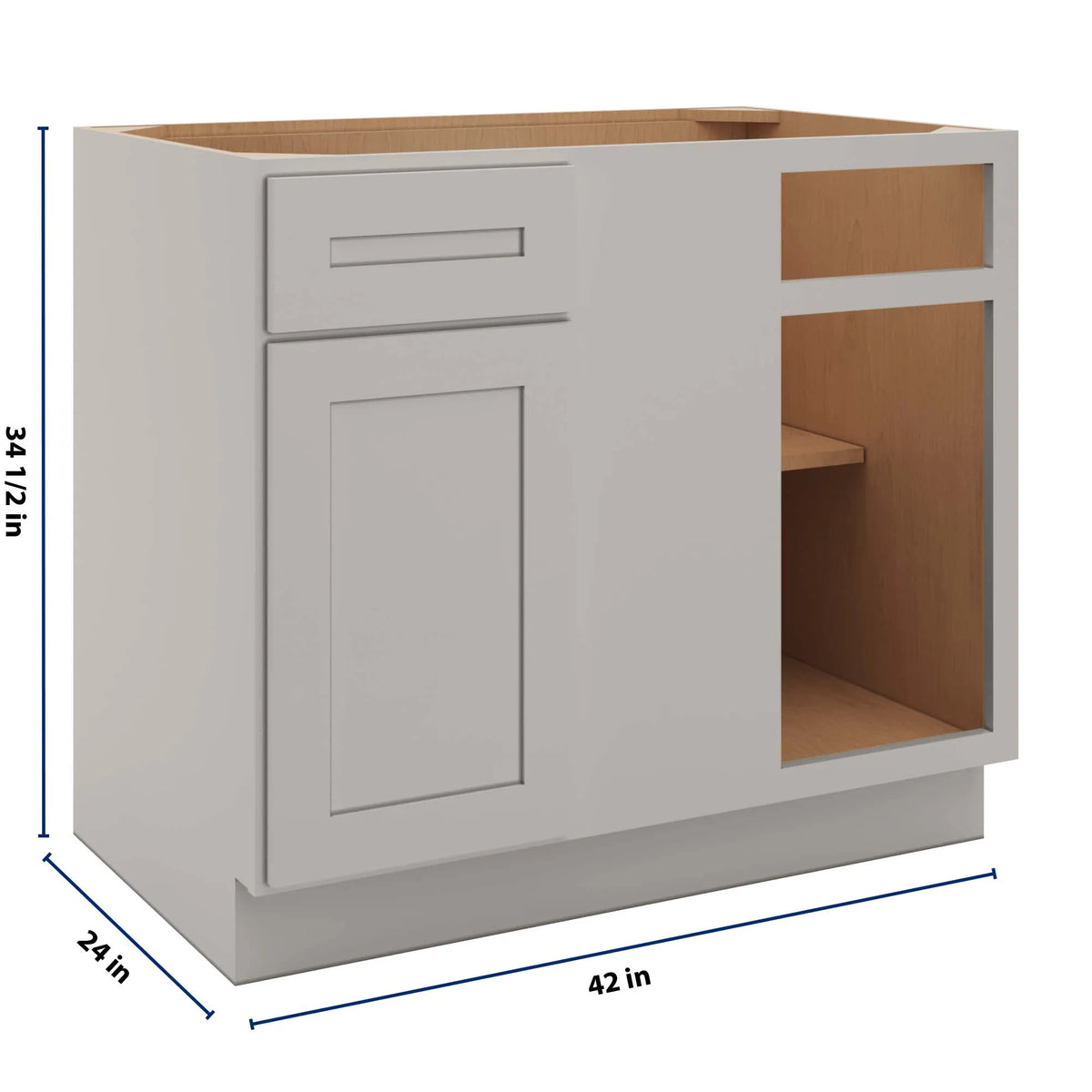 CNC Luxor 5-Piece Misty Grey 42 To 45" W X 34 1/2" H Blind Base Cabinet