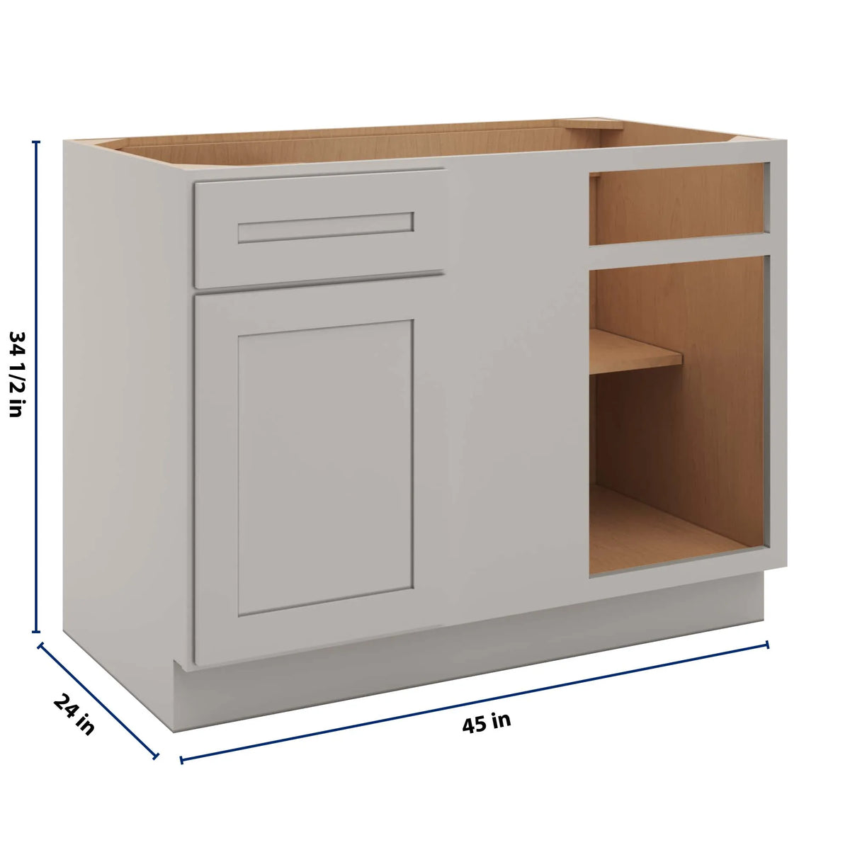 CNC Luxor 5-Piece Misty Grey 45 To 48" W X 34 1/2" H Blind Base Cabinet