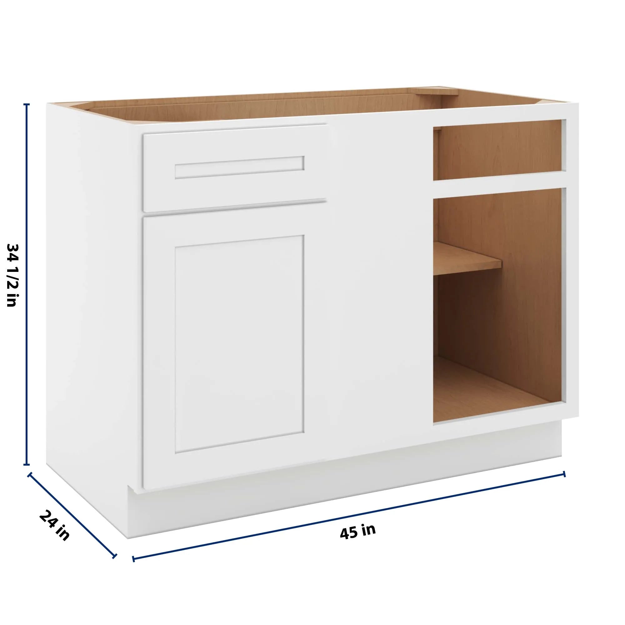 cnc luxor 5 piece white 45 to 48 w x 34 1 2 h blind base cabinet