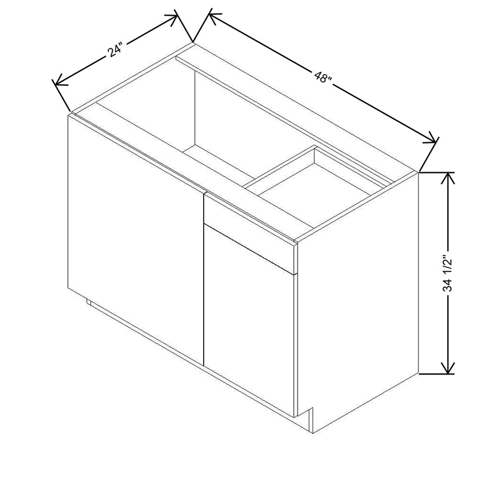 CNC Concord Elegant Smoky Grey 48 To 51" W X 34 1/2" H Blind Base Cabinet