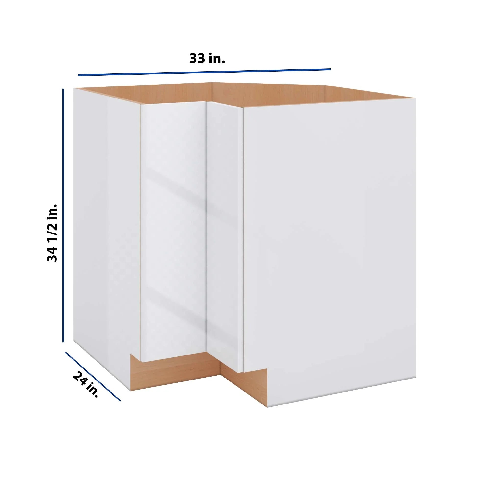 Modernform Cabinet Gloss White 33" W X 34 1/2" H X 24" D Base Diagonal Corner w/Lazy Susan Cabinet