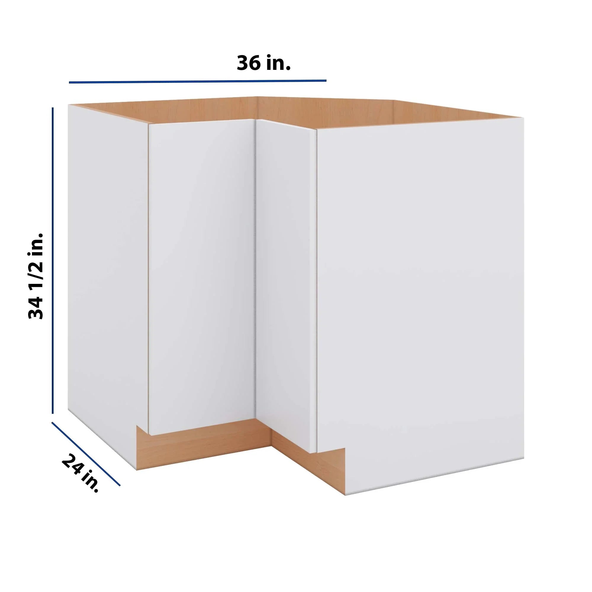 Modernform Cabinet Matte White 36" W X 34 1/2" H X 24" D Base Diagonal Corner w/Lazy Susan Cabinet