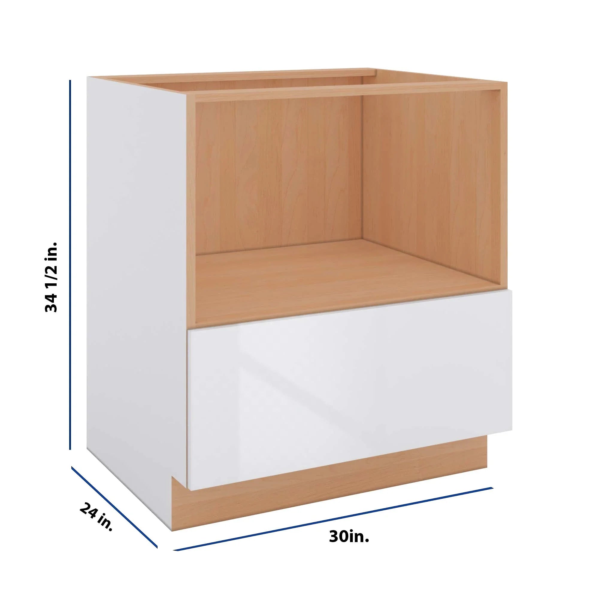 Modernform Cabinet Gloss White 30" W X 34 1/2" H X 24" D Base Microwave Cabinet