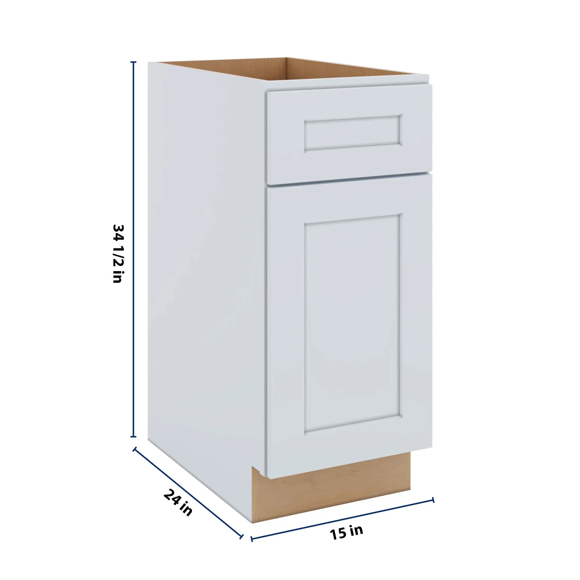 J&K White Shaker S8 Base Waste Bin Pull-Out w/One (1) Bin Cut-out - 15" W