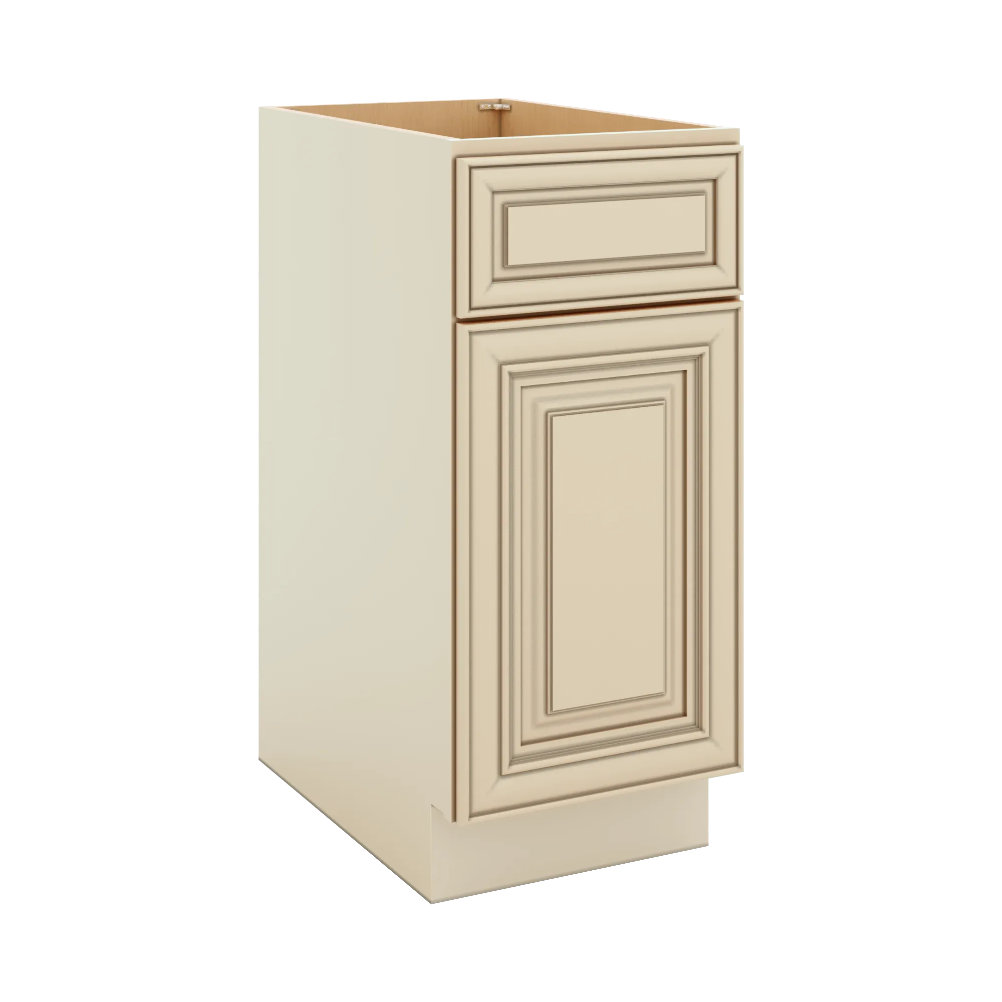 J&K Creme Glazed A7 Base Waste Bin Pull-Out w/One (1) Bin Cut-out - 15" W