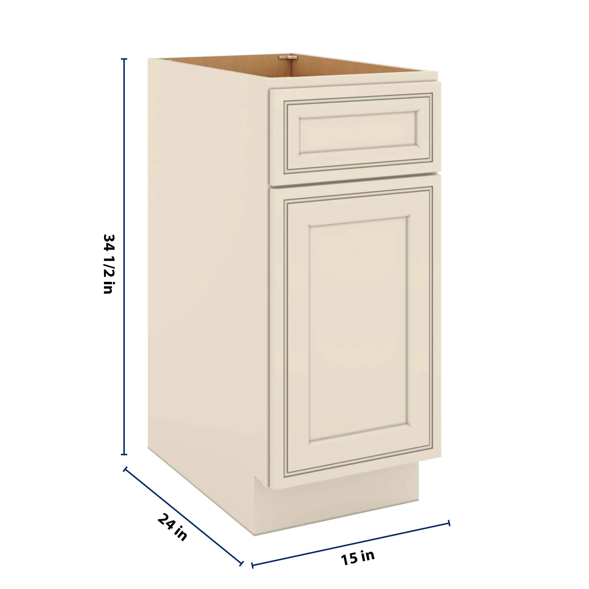 J&K Pearl Glazed H9 Base Waste Bin Pull-Out w/One (1) Bin Cut-out - 15" W