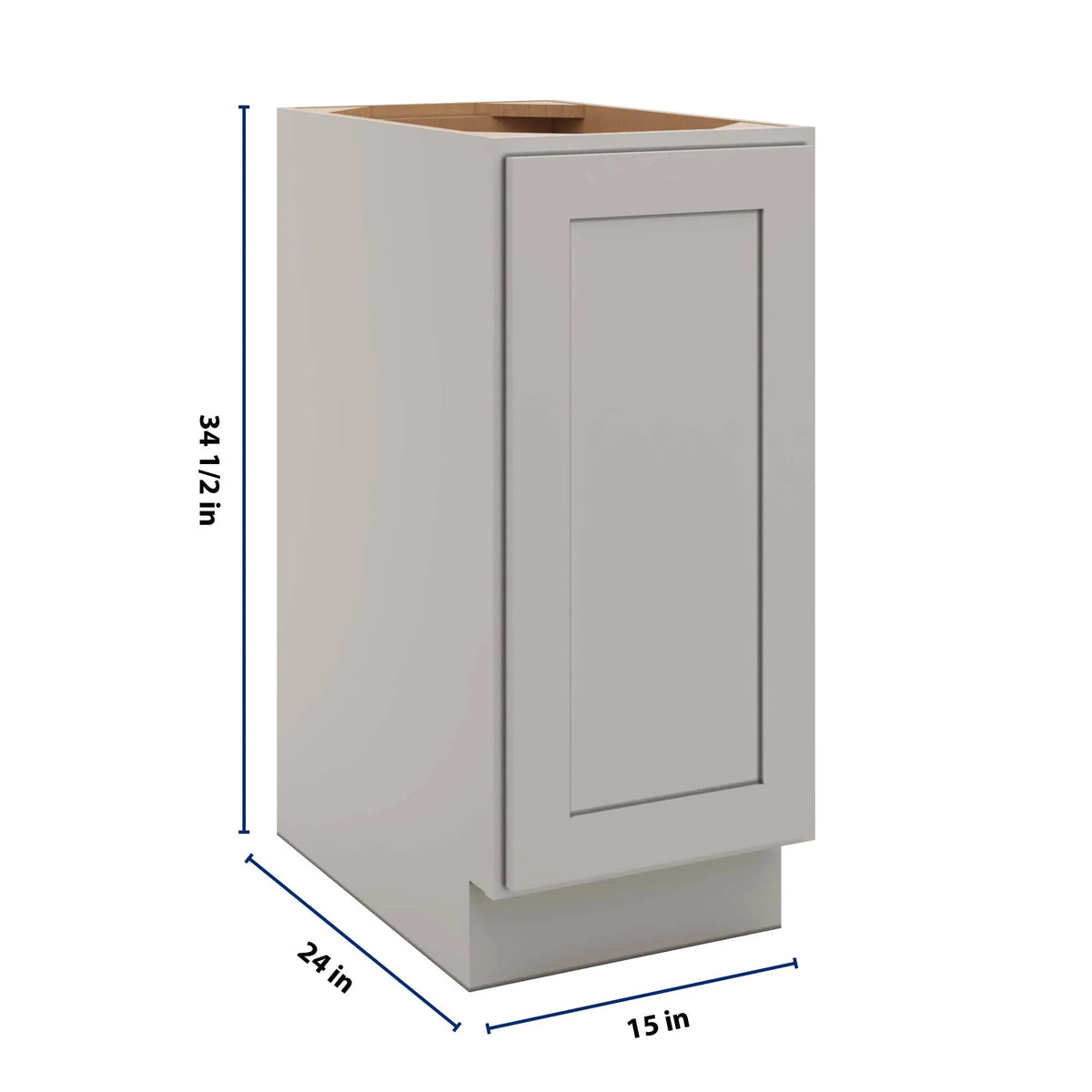 CNC Luxor 5-Piece Misty Grey 15" W Full Height Waste Basket Cabinet