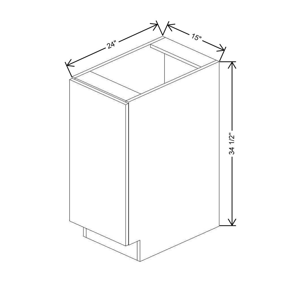 CNC Concord Richmond White 15" W Full Height Single Waste Basket Cabinet