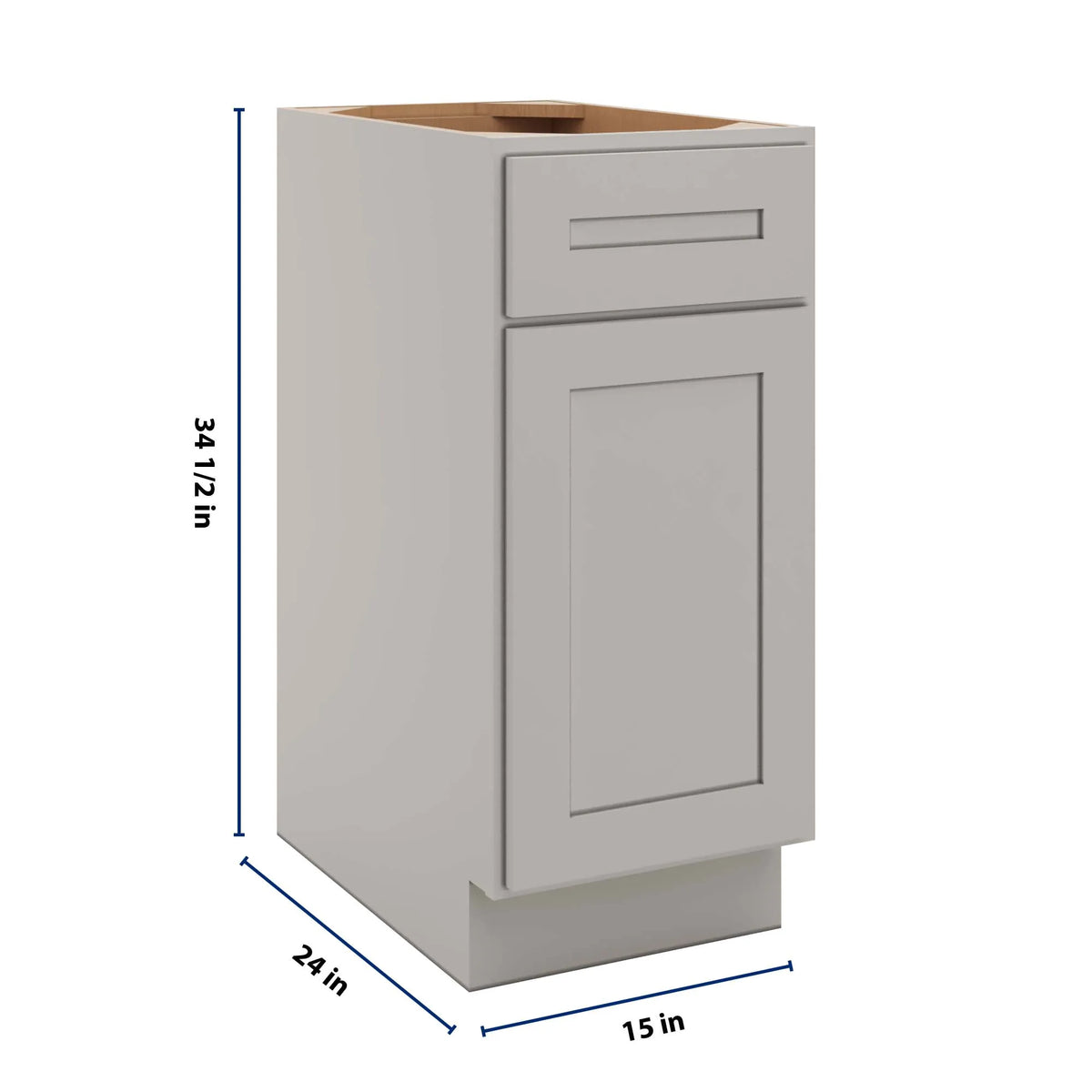 CNC Luxor 5-Piece Misty Grey 15" W Waste Basket Cabinet