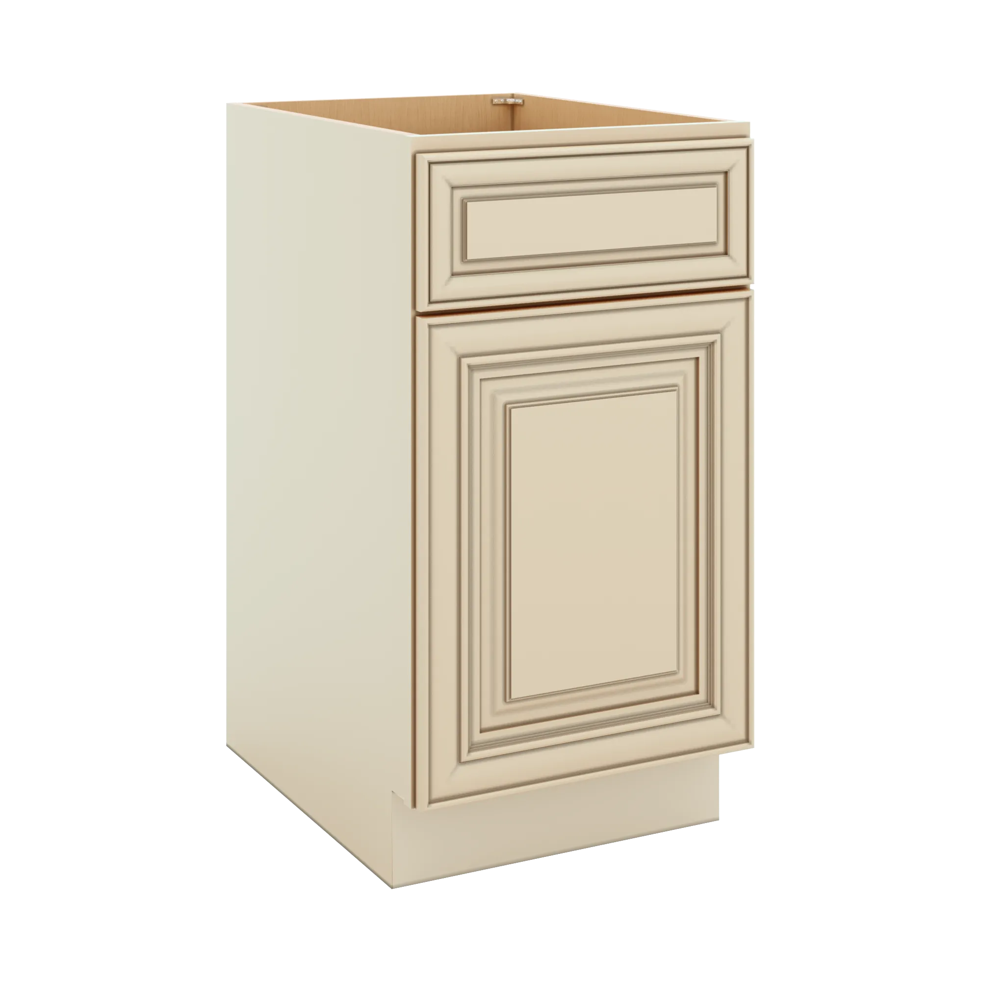 J&K Creme Glazed A7 Base Waste Bin Pull-Out w/Two (2) Bin Cut-outs - 18" W