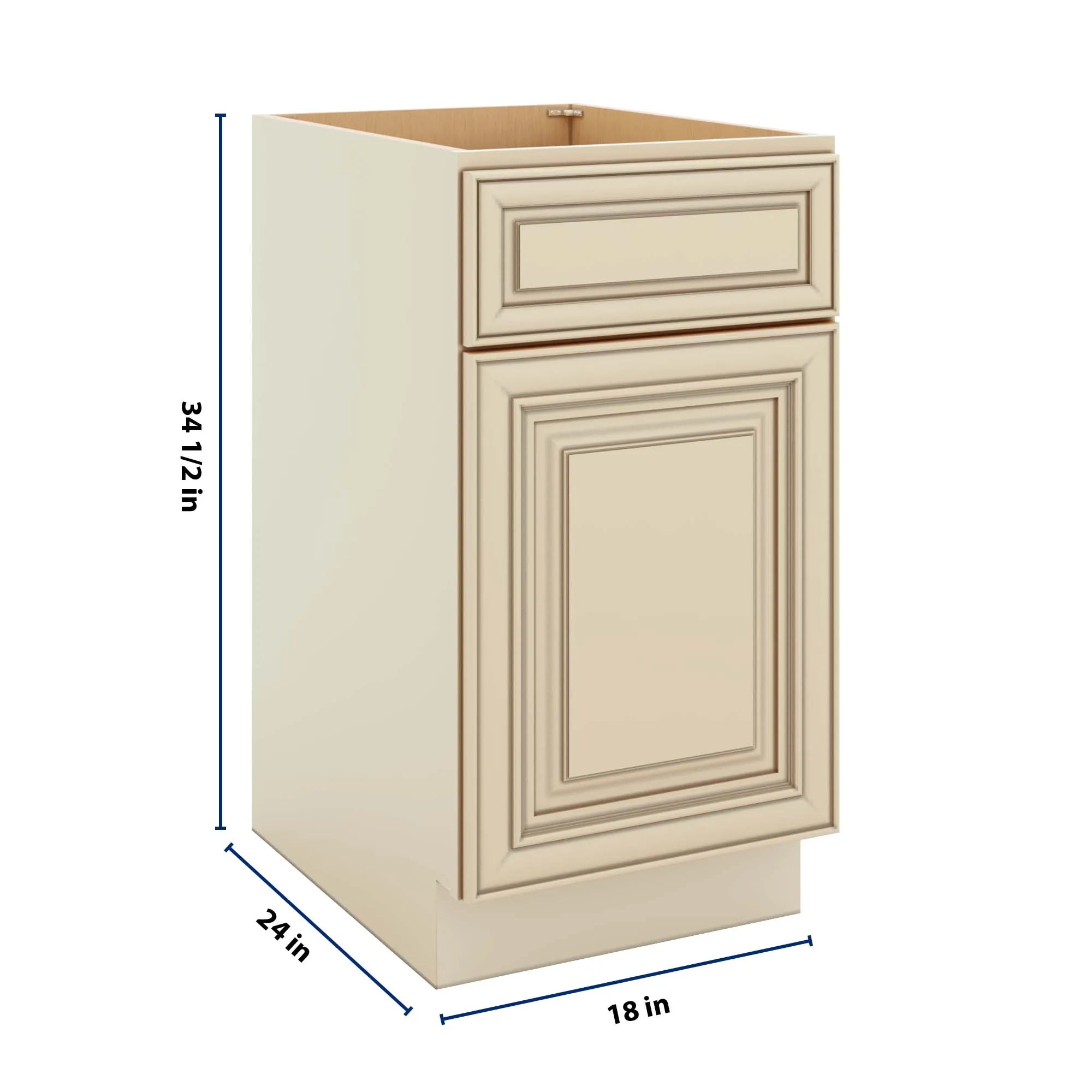 J&K Creme Glazed A7 Base Waste Bin Pull-Out w/Two (2) Bin Cut-outs - 18" W
