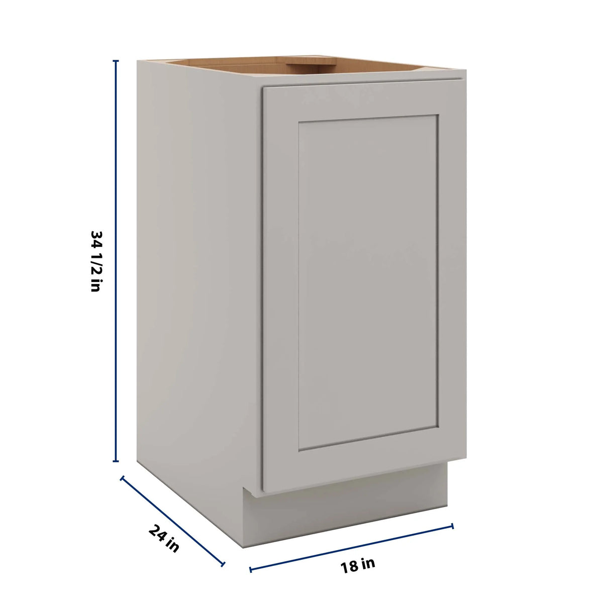 CNC Luxor 5-Piece Misty Grey 18" W Full Height Waste Basket Cabinet