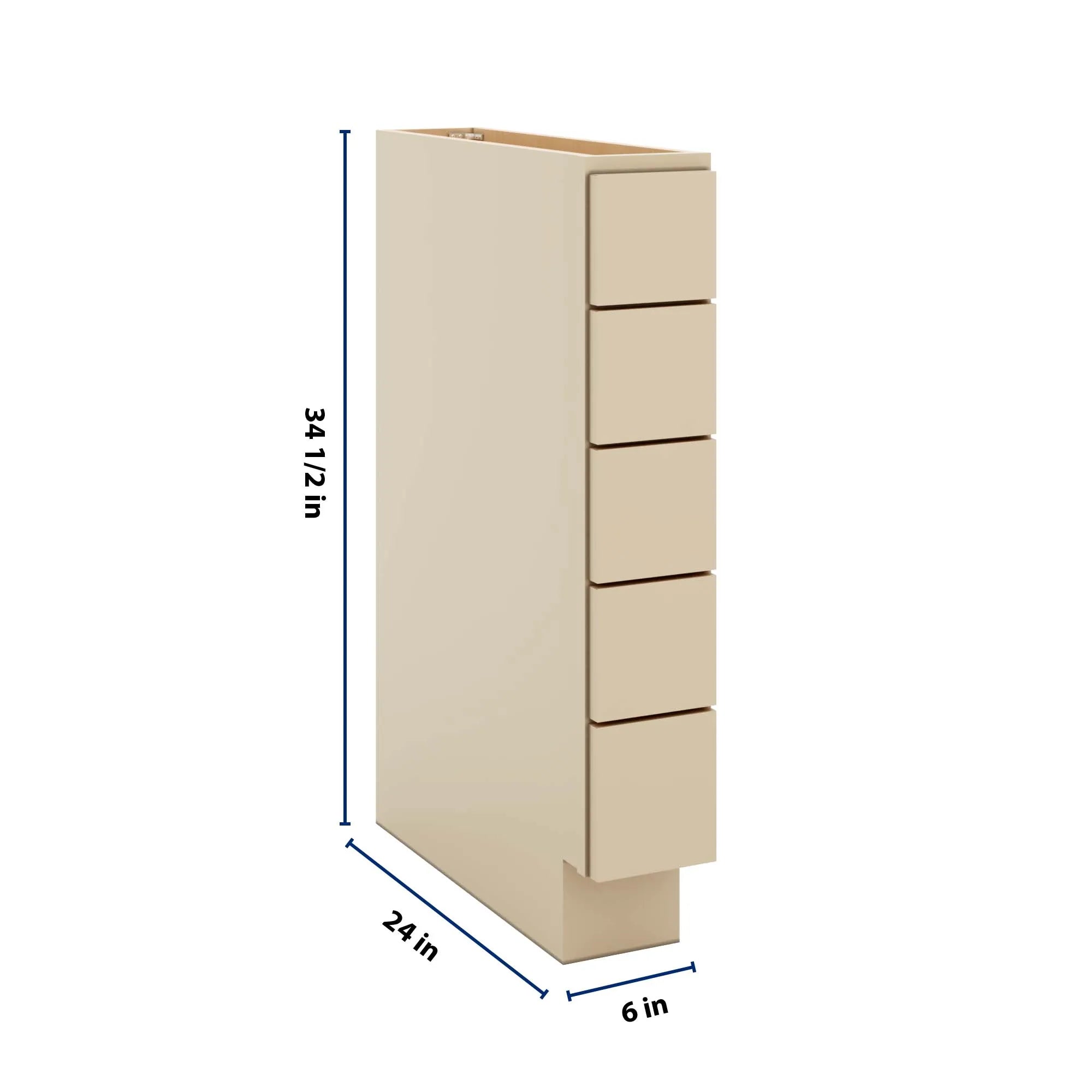 J&K Creme Glazed A7 Spice Drawer Base - 6" W