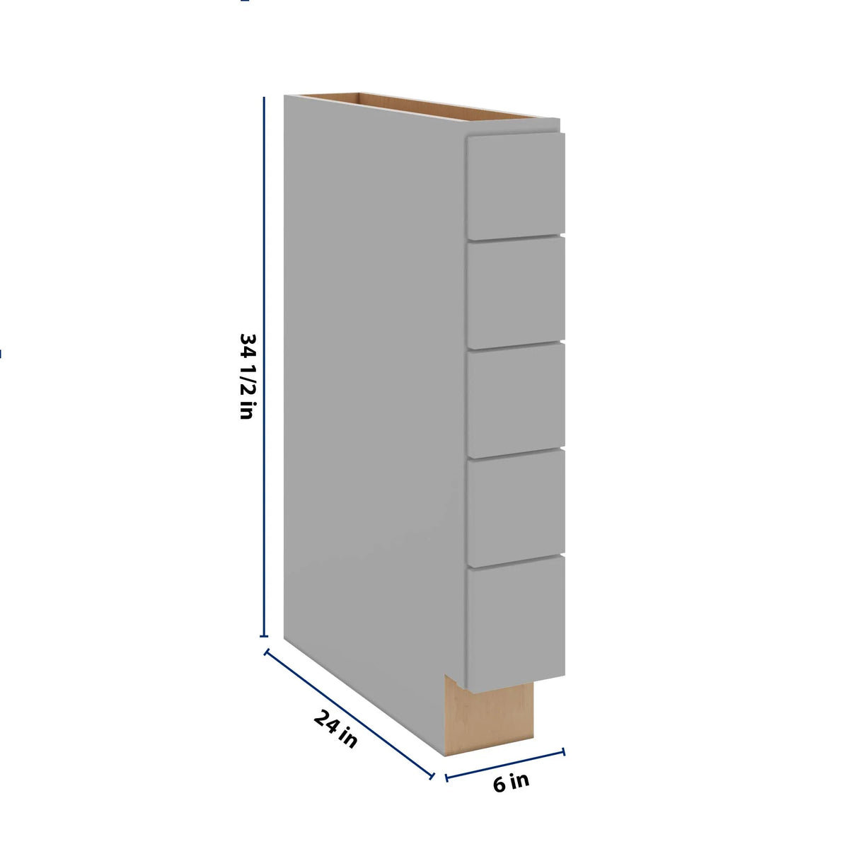 J&K Castle Grey S5 Spice Drawer Base - 6" W