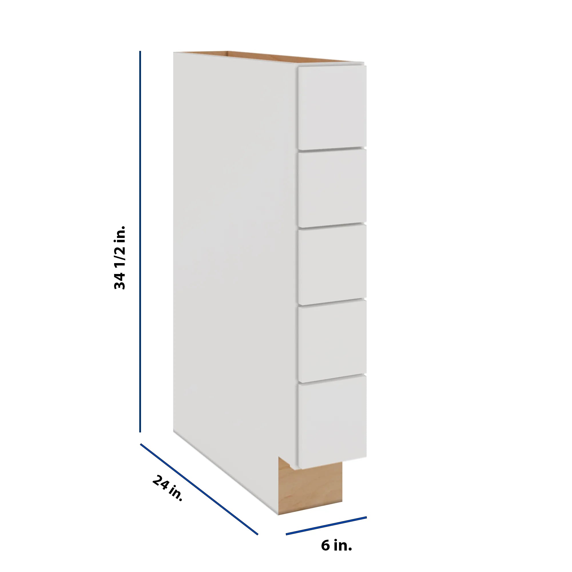 Modernform Cabinet White Shaker 06" W X 34 1/2" H X 24" D Base Drawer w/Spice Rack