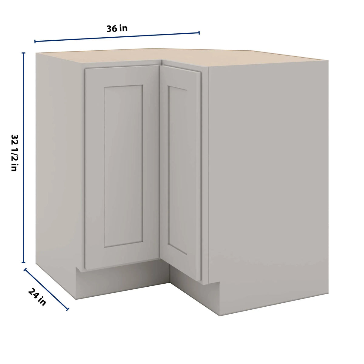 CNC Luxor 5-Piece Misty Grey 36" W Lazy Susan Corner Base Cabinet
