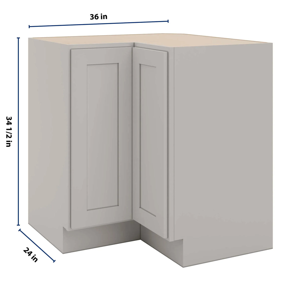 CNC Luxor 5-Piece Misty Grey 36" W Carousel Corner Base Cabinet