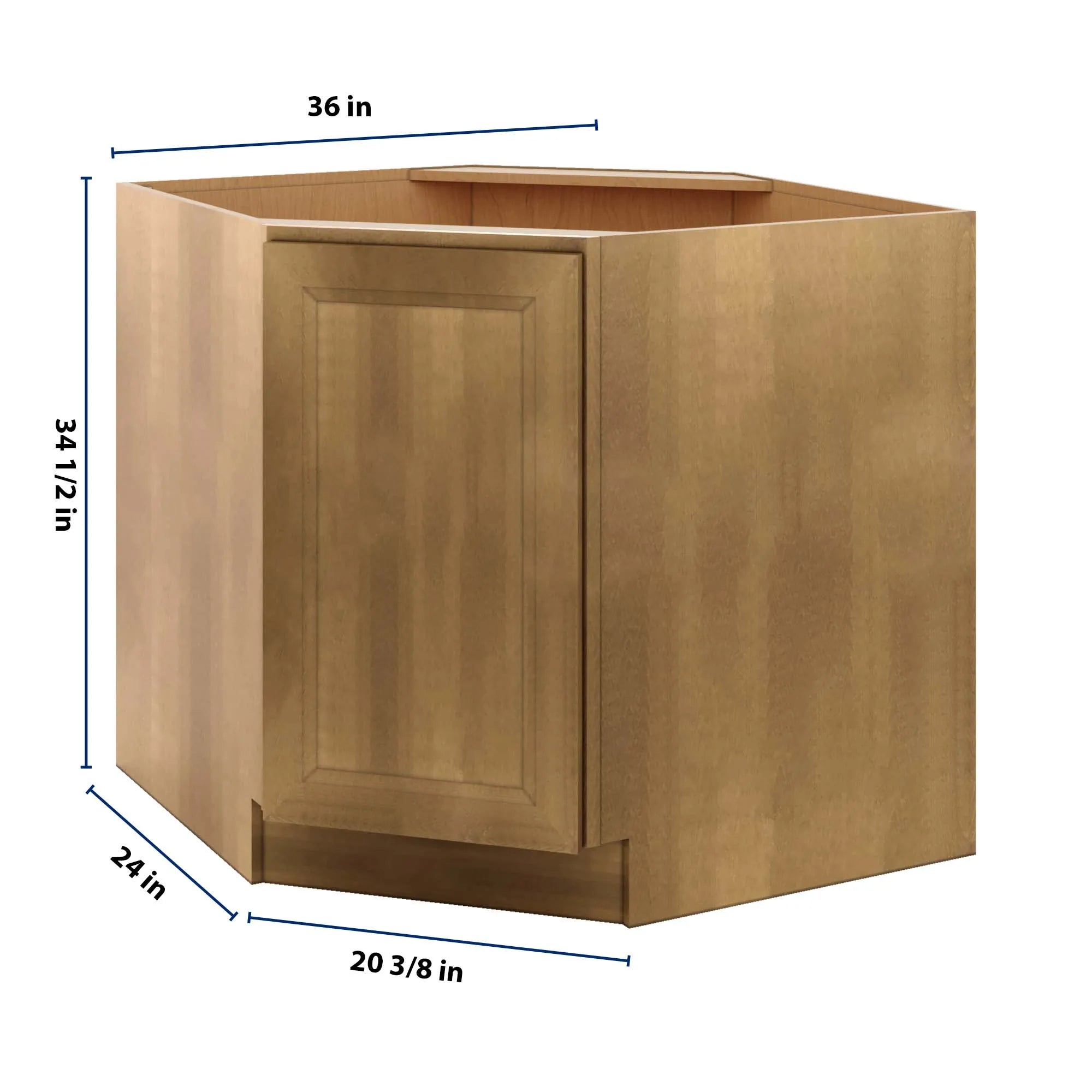J&K Butterscotch B8 Base Corner Diagonal w/With Round Lazy-Susan Tray - 36"W