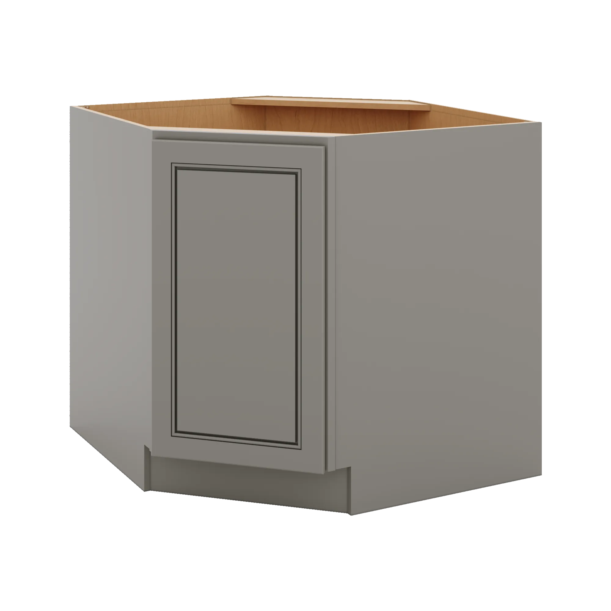 J&K Greige K3 Base Corner Diagonal w/With Round Lazy-Susan Tray - 36"W