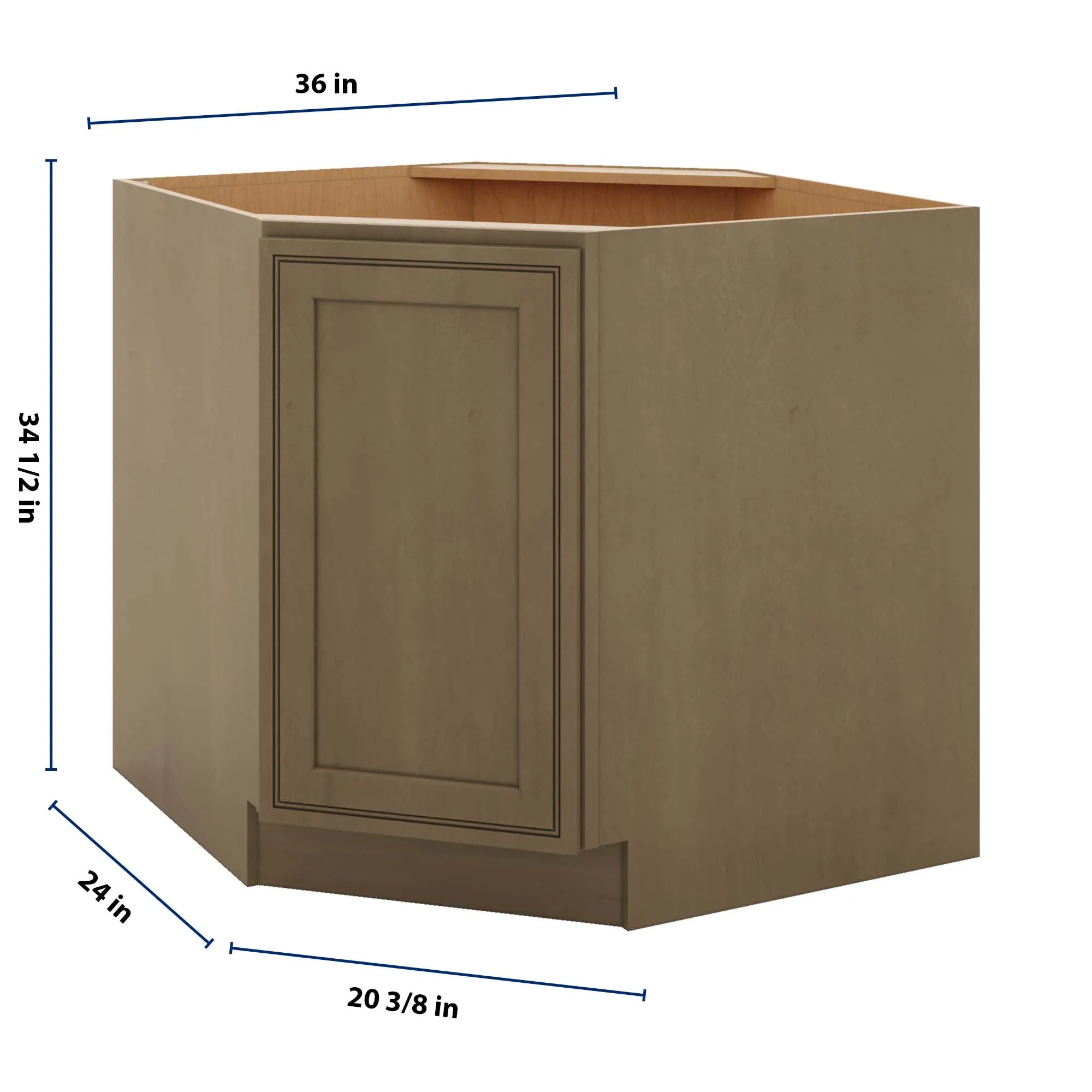 J&K Hazel H8 Base Corner Diagonal w/With Round Lazy-Susan Tray - 36"W