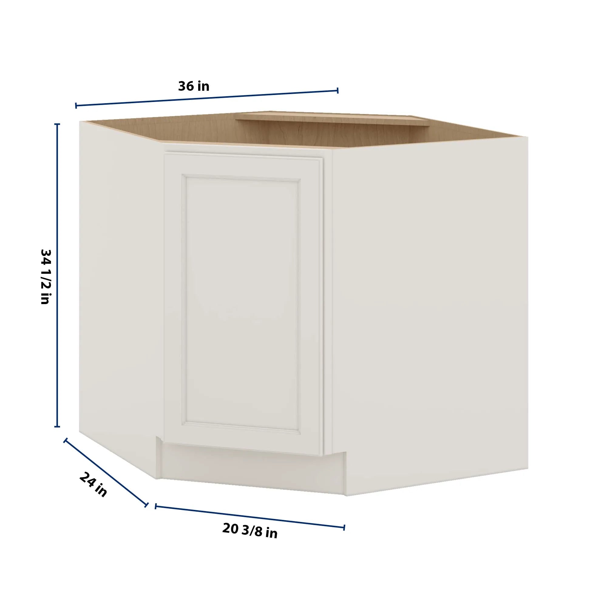 J&K Dove E1 Base Corner Diagonal w/With Round Lazy-Susan Tray - 36"W