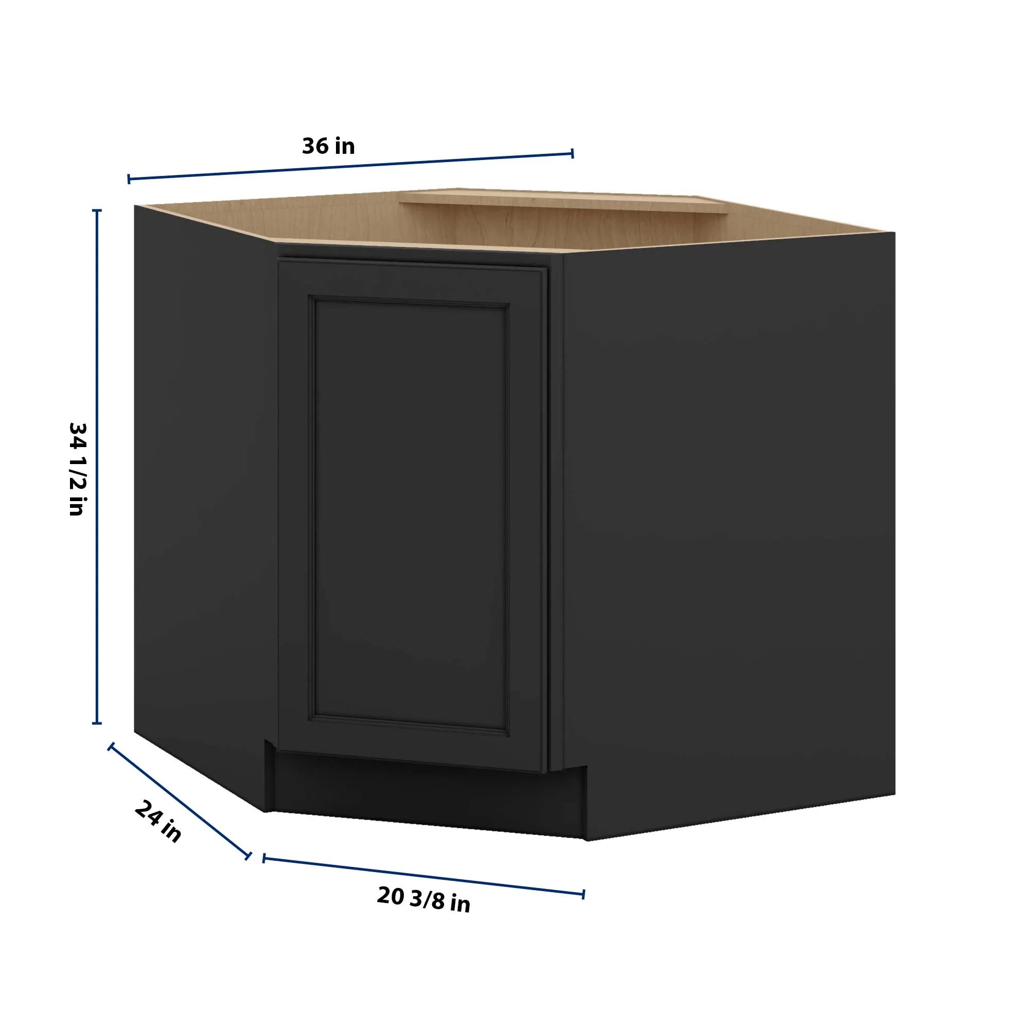 J&K Charcoal E2 Base Corner Diagonal w/With Round Lazy-Susan Tray - 36"W