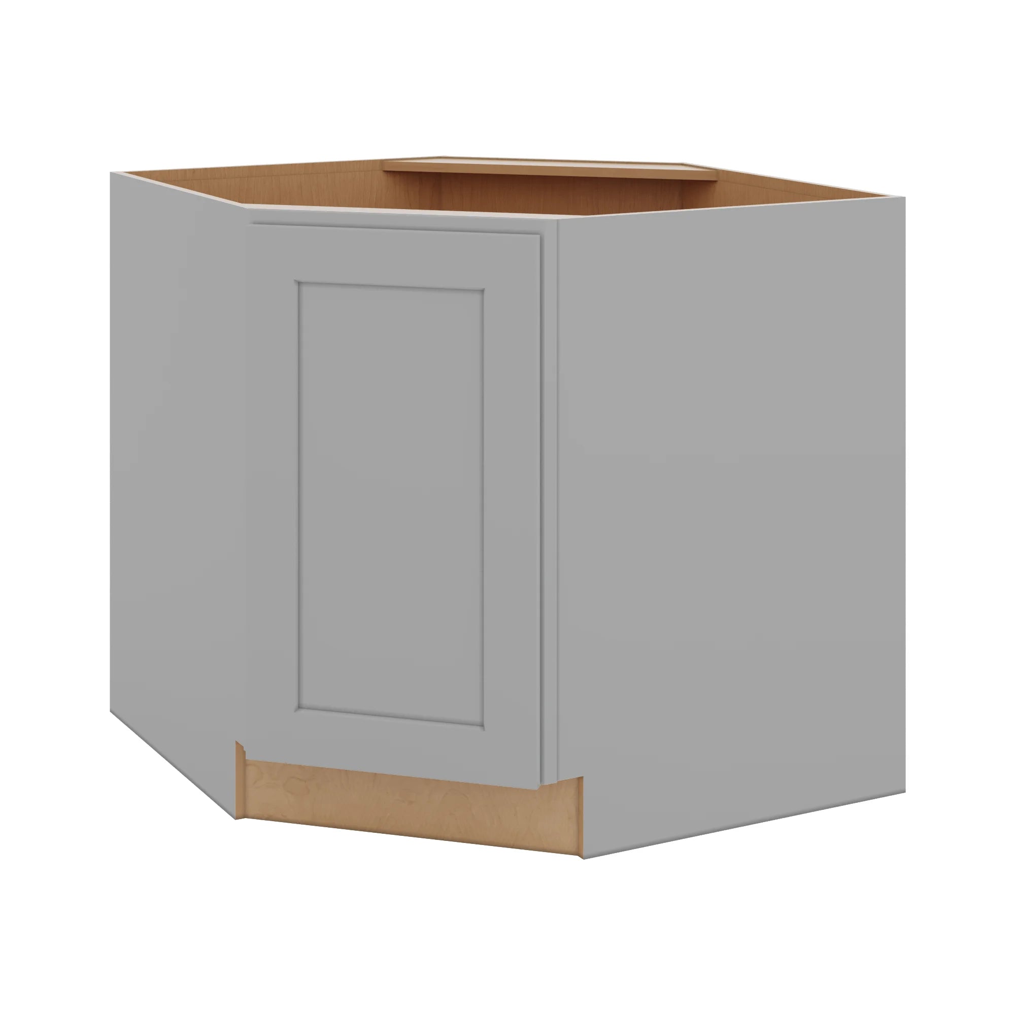 J&K Castle Grey S5 Base Corner Diagonal w/With Round Lazy-Susan Tray - 36"W