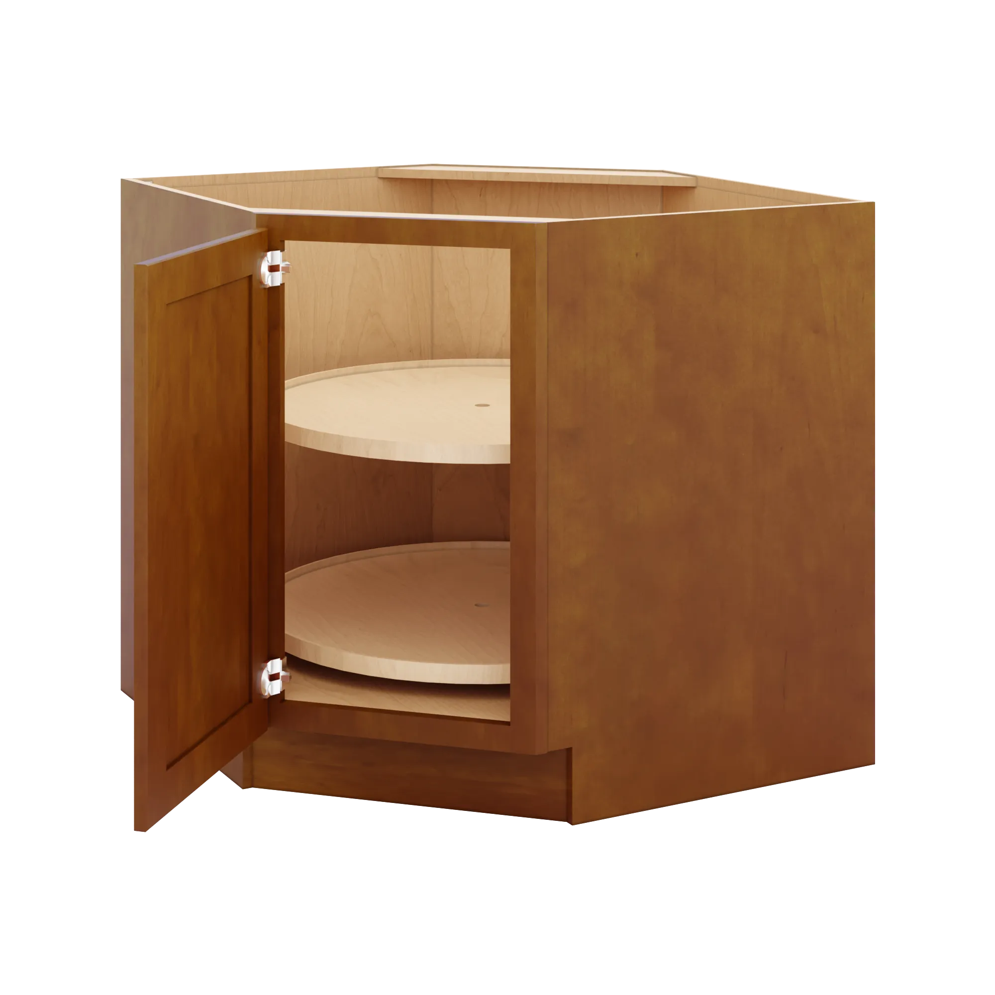 j k mocha glazed k10 base corner diagonal w with round lazy susan tray 36w