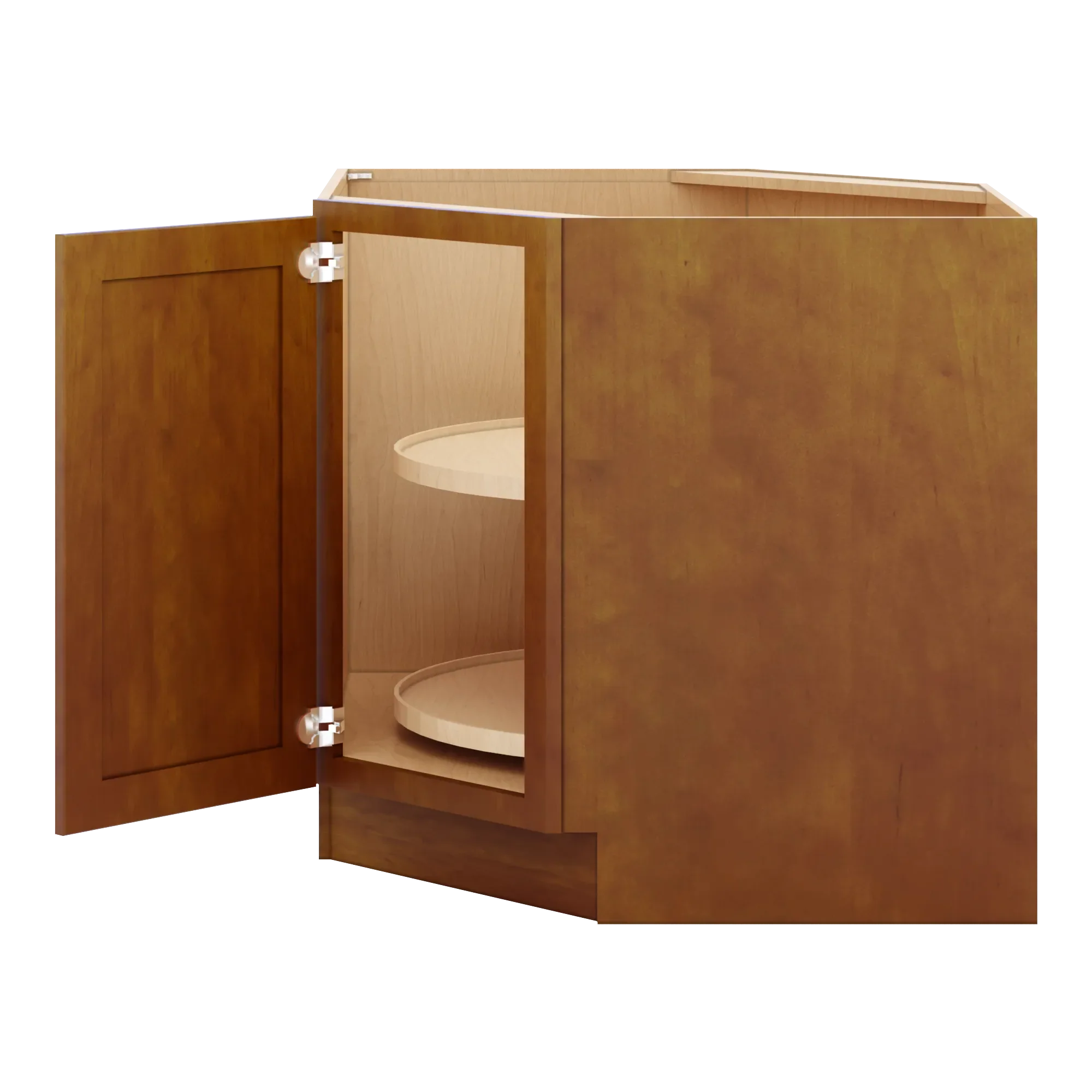 j k mocha glazed k10 base corner diagonal w with round lazy susan tray 36w