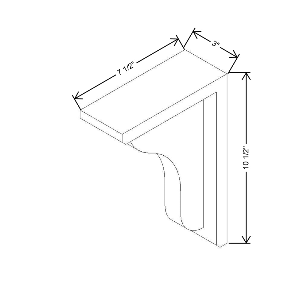 CNC Concord Elegant Stone 3" W X 10 1/2" H X 7 1/2" D Corbel