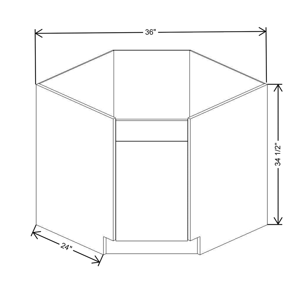 CNC Classic Broadway Graphite 36" W Diagonal Corner Sink Base Cabinet